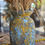Miniature : pot en bois ancien jaune et bleu