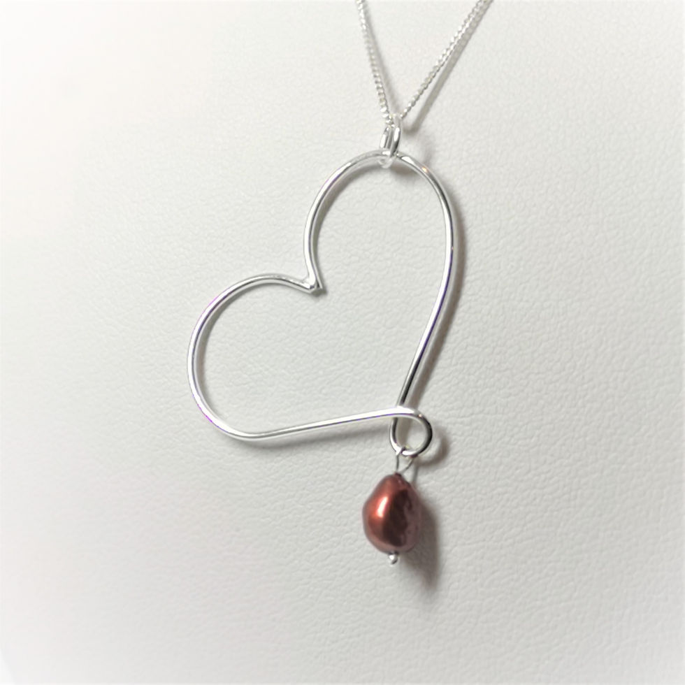 Thumbnail: Sterling Silver heart with a pearl drop