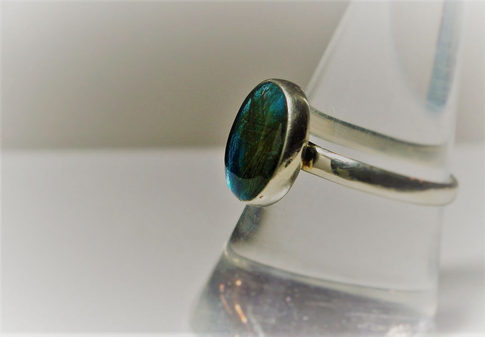 Thumbnail: Sterling Silver Oval ring set with resin