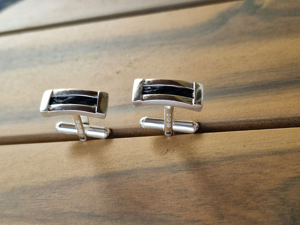 Thumbnail: Sterling Silver cufflinks set with resin -channel setting