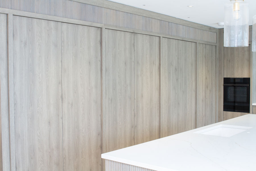 Kitchen modern flat cabinets wooden marbel surface knutsford joinery