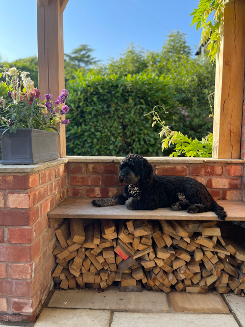 Stylish oak porch joinery with brick exterior in Cheshire, created by Woodwork Interiors.