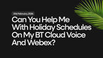 Can you help me with Holiday schedules on my BT Cloud Voice and Webex?