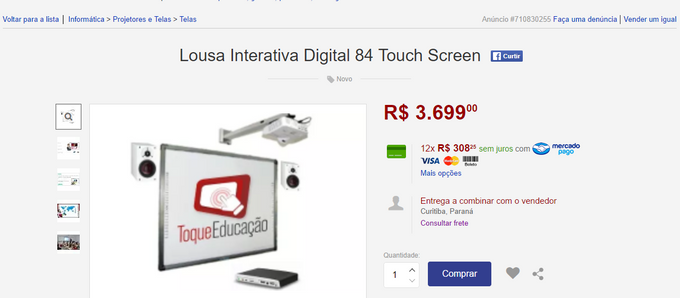 Lousa Digital Toque Educação em até 12x SEM JUROS!