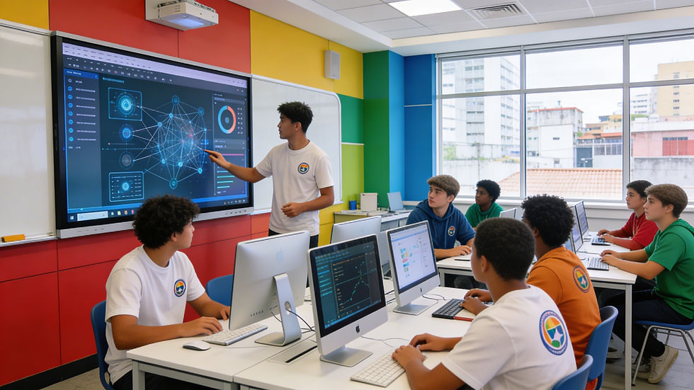 sala de IA , aluno interagindo