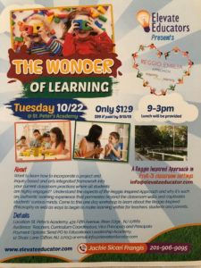 Not to be Missed!  PreK-K Workshop on Project Based Learning and the Reggio Inspired Approach