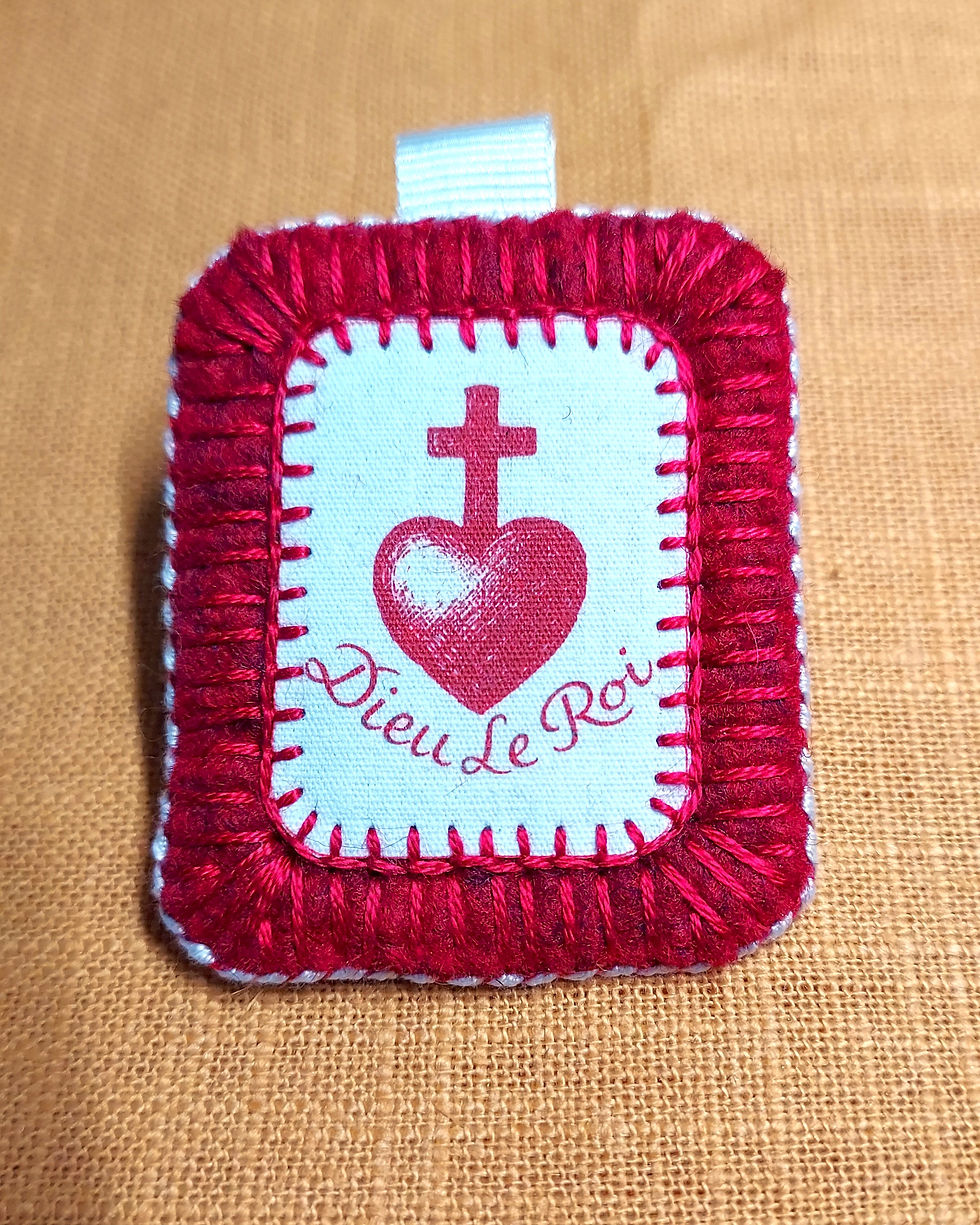 Miniature : Badge Coeur Vendeen – Dieu le Roi – Ex Voto catholique français traditionnel