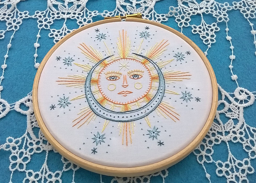 Thumbnail: traditional embroidery kit "Le Soleil a rendez-vous avec la Lune"