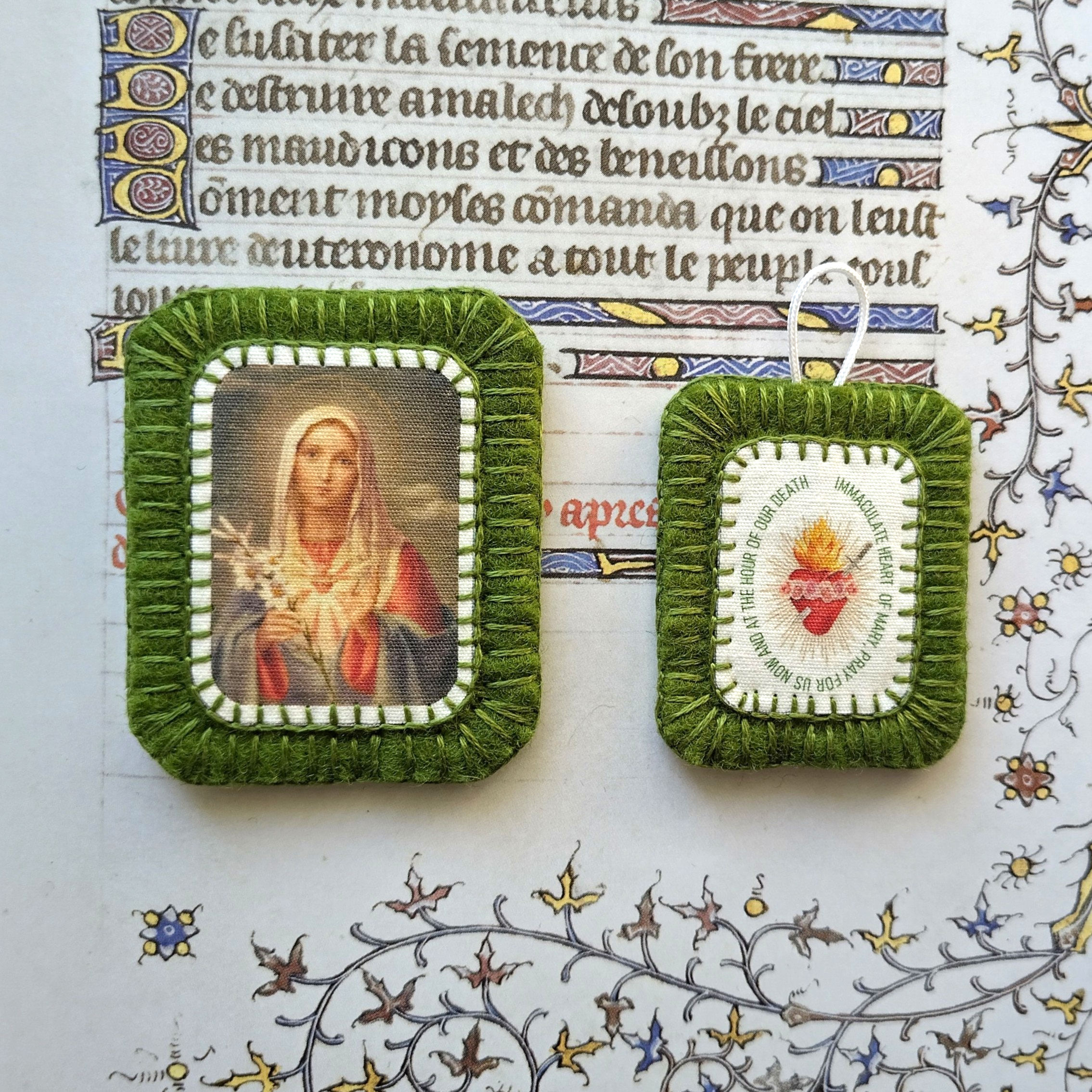 Badge brodé à la main du Cœur Immaculé de Marie, 2 tailles disponibles