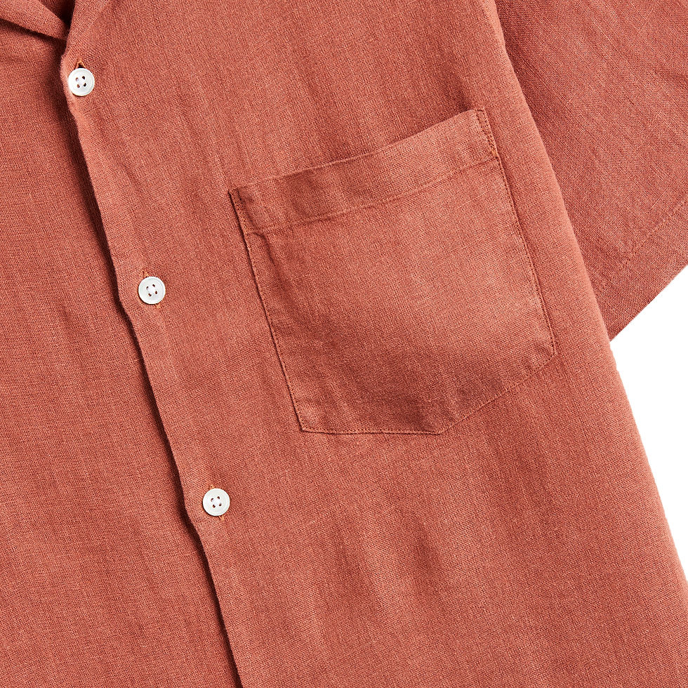 Thumbnail: PORTUGUESE FLANNEL Linen Camp Collar Terracota