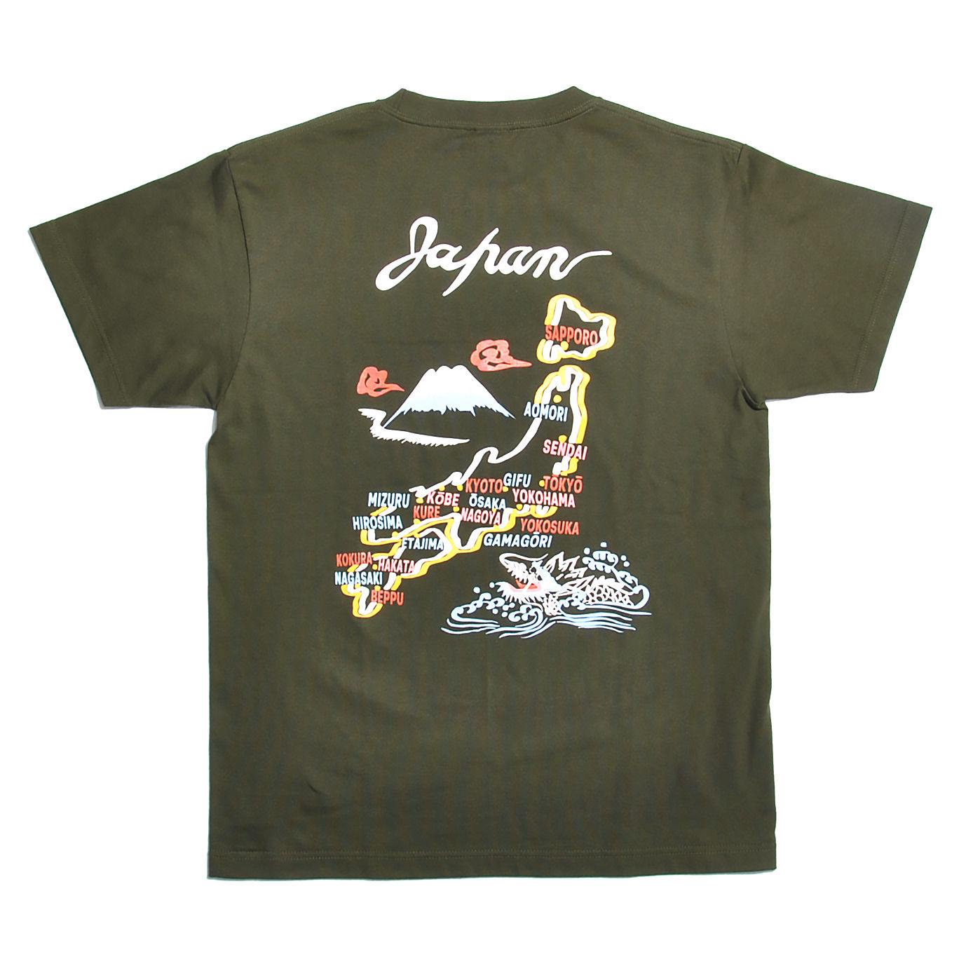 HOUSTON Print S/S Heavy Weight Tee Map Olive Drab