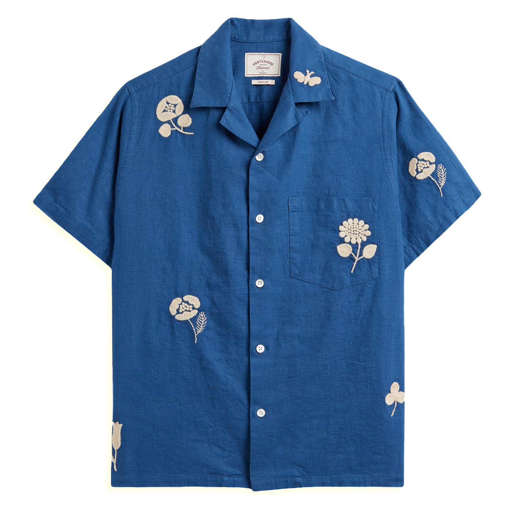 PORTUGUESE FLANNEL Embroidery Nature Ramie Blue
