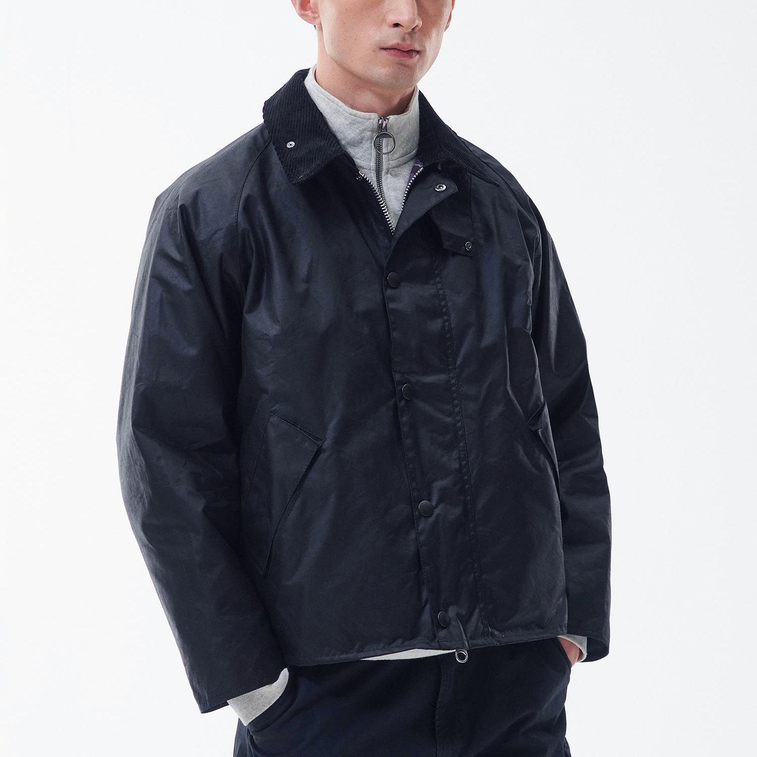 BARBOUR OS Transport Wax Jacket Navy | Pereffs