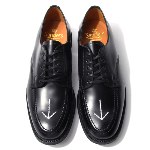 靴 SANDERS Military Broad-Arrow Apron Derby SANDERS Military Broad Arrow Apron Derby Black ( White Stitich