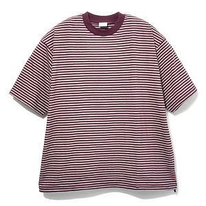HEALTHKNIT Classic Border Wide Crew Neck S/S T Shirt Purple/Lt Grey