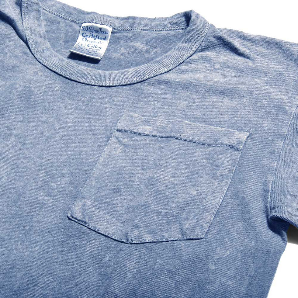 Thumbnail: S.O.S FROM TEXAS Organic Cotton Pocket Tee Stone Blue
