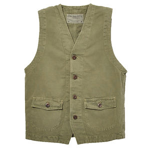 CHESAPEAKE'S St. Michel Linen Work Vest Military Green