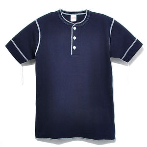 HEALTHKNIT Indigo Henley Neck Short-Sleeve T-Shirt Indigo