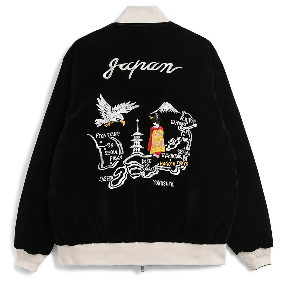 Thumbnail: TAION Reversible Sukajan Down Jacket Black x Navy