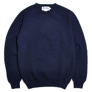 HARLEY OF SCOTLAND Supersoft Wool Sweater New Navy