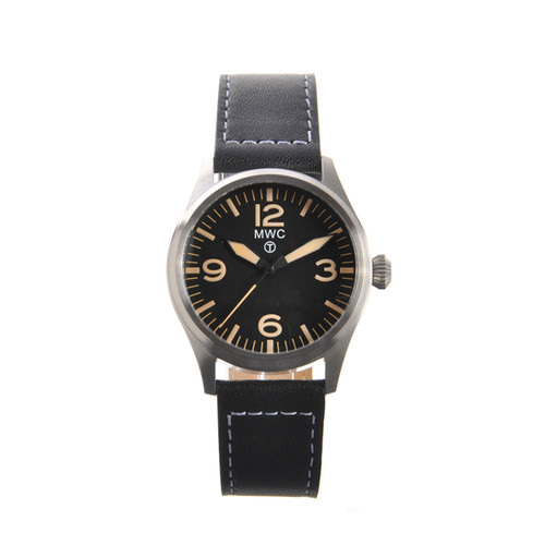 MWC Classic 40mm – Orologio Ibrido Meccanico Al Quarzo, Acciaio Nero E Cinturino In Pelle, Stile Pilota Unisex