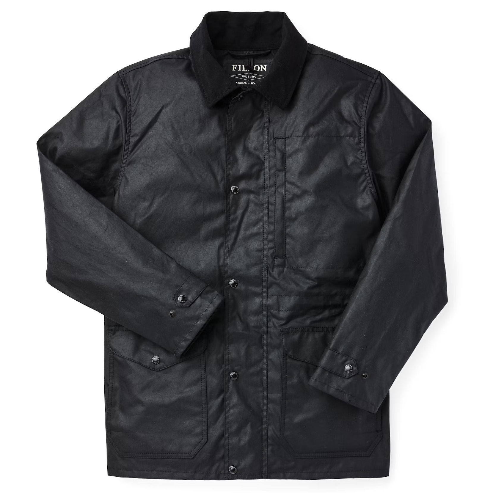 FILSON Cover Cloth Mile Marker Coat Black