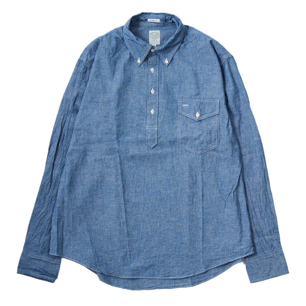 KEATON CHASE L/S Pullover BD Shirt 5oz Indigo Chambray