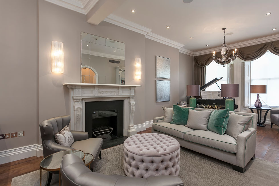 a living room with a piano and a couch