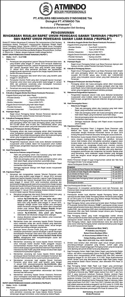 RINGKASAN RISALAH RAPAT UMUM PEMEGANG SAHAM TAHUNAN & LUAR BIASA PT ...