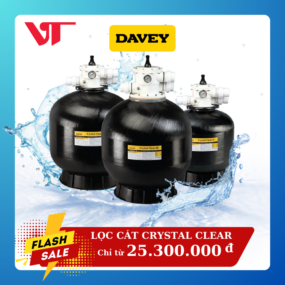 Bình lọc cát hồ bơi Davey Crystal Clear 21 (21 inch) - 185 lpm ~ 11m3/hr