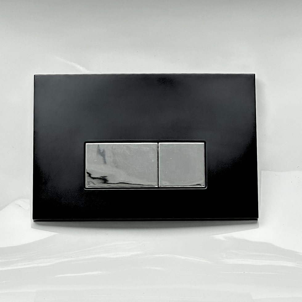 Hình thu nhỏ: Mặt nạ (nút nhấn két nước) Rivington RVT-VBC Nhựa đen-chrome (vuông)