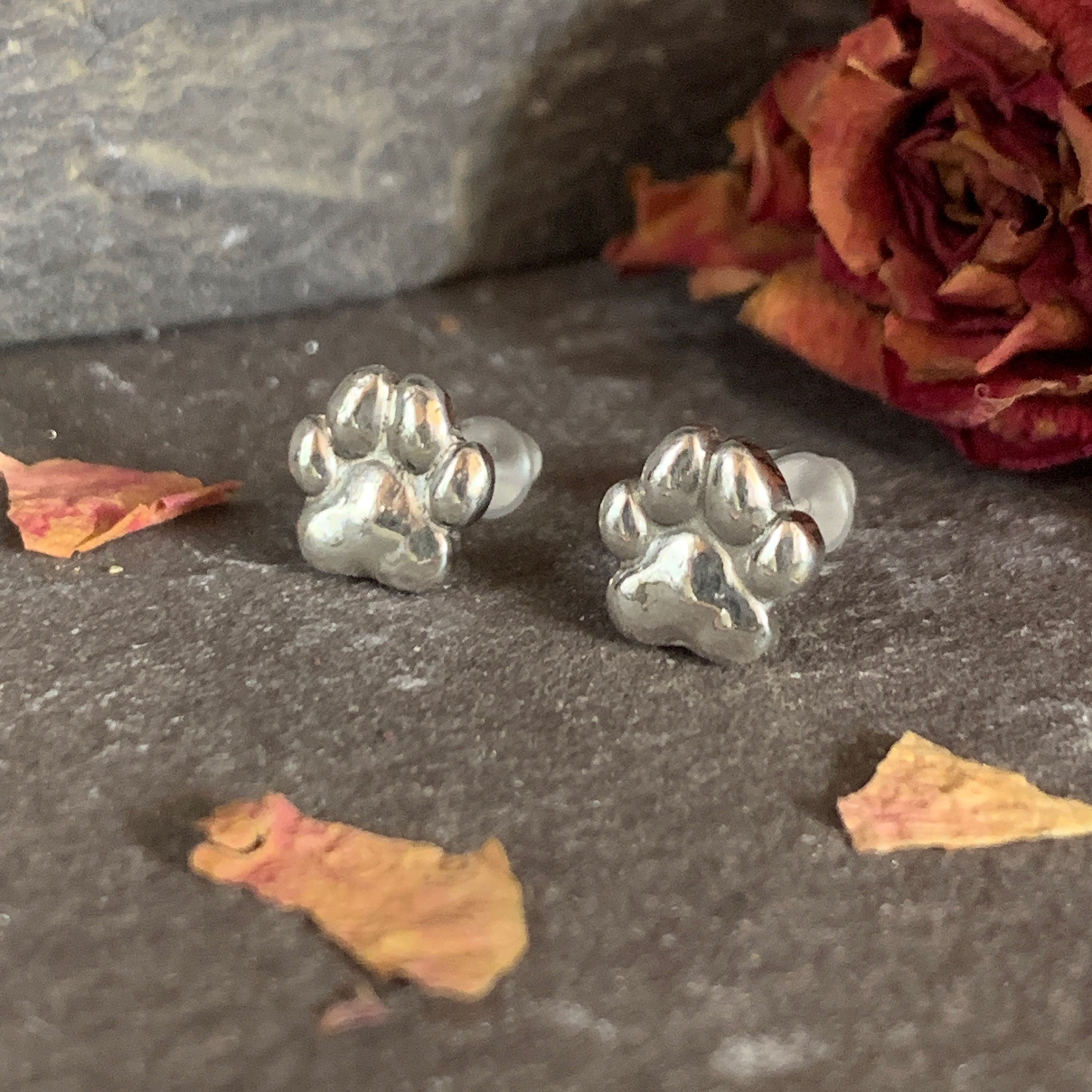 Paw Earrings PawPrint Studs Dog Cat