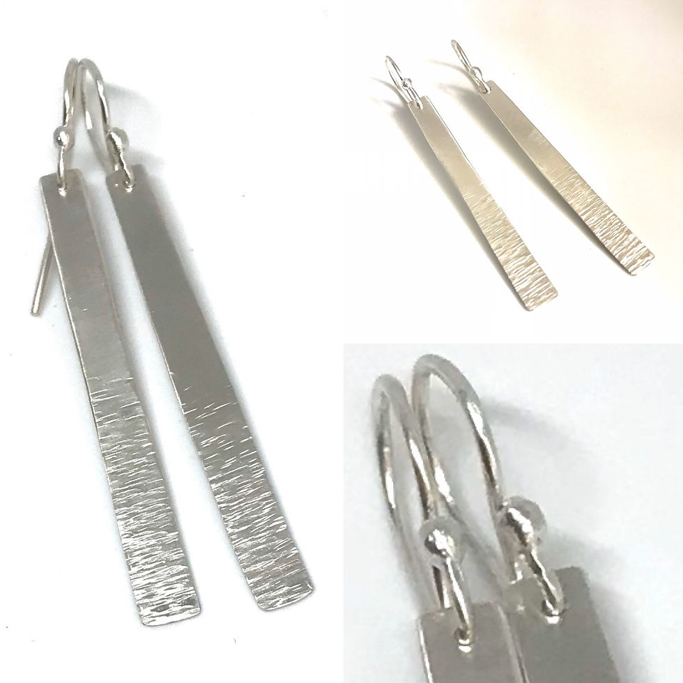 Thumbnail: Sea Water Landscape Earrings, Sterling Silver Jewellery,  Water Scene