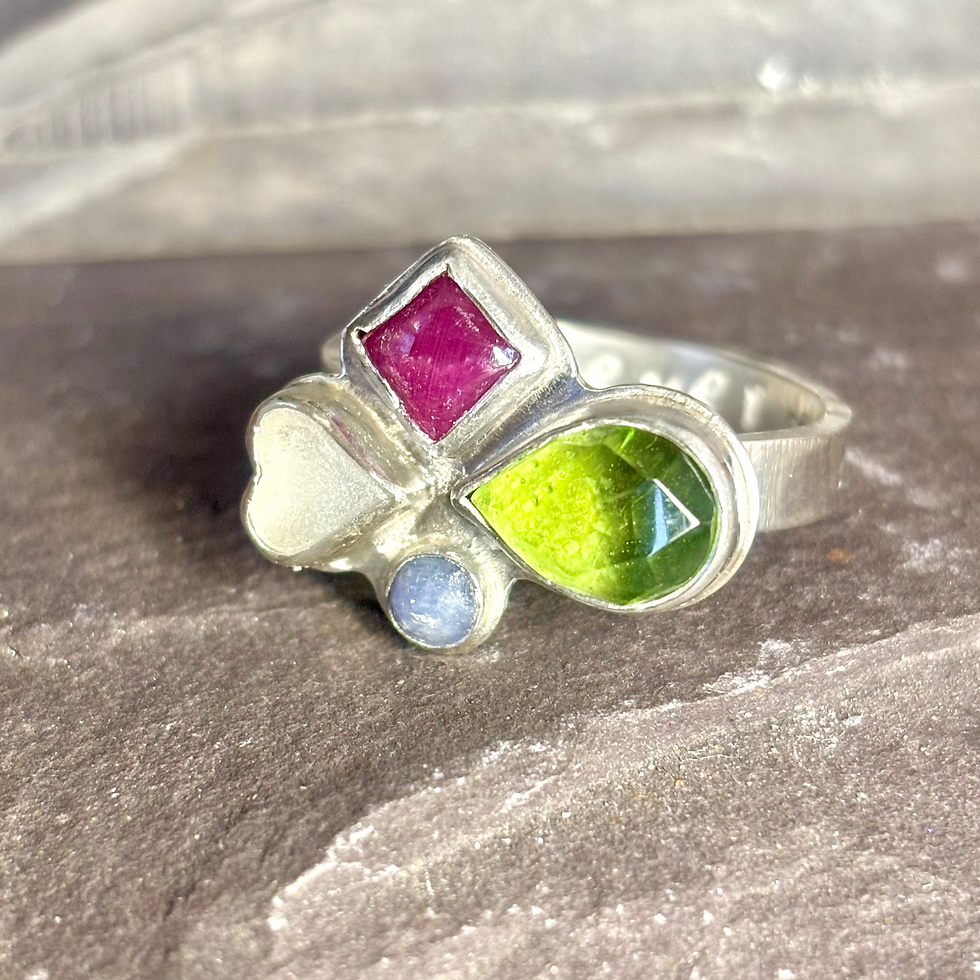 Thumbnail: Ashes Silver Gemstone Ring with Personalised Message