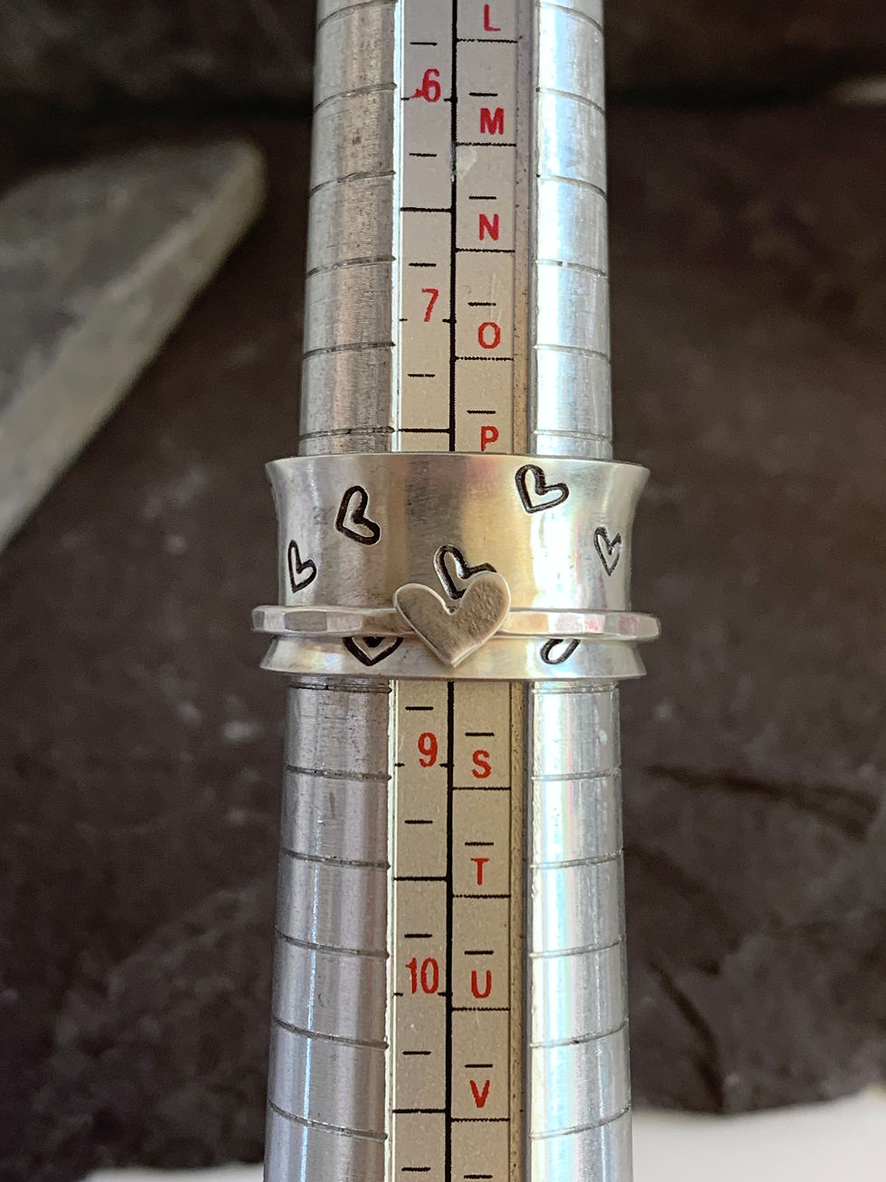 Thumbnail: Silver Heart Spinner Ring, Sterling Silver, .925