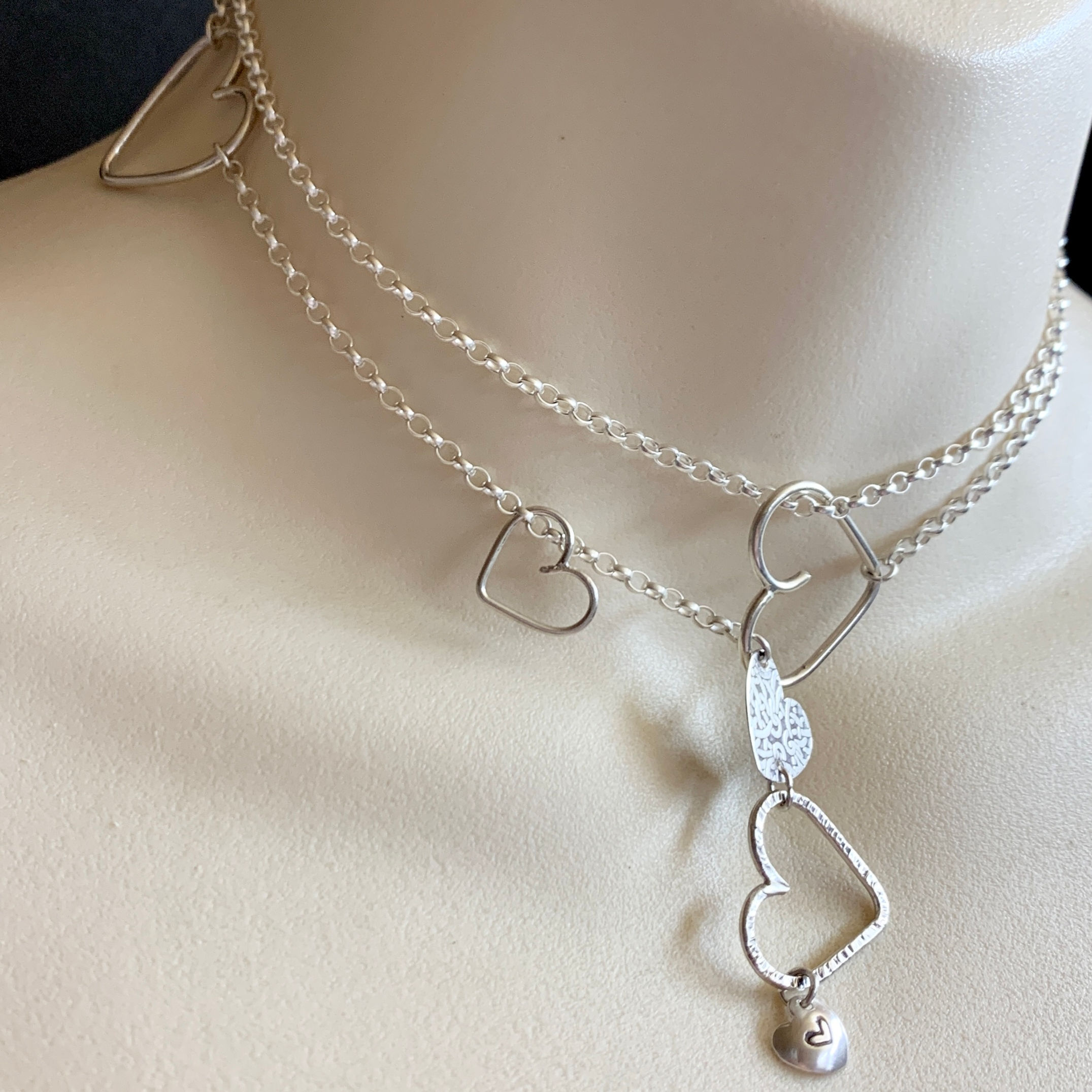 Sterling Silver Heart Lariat Chain