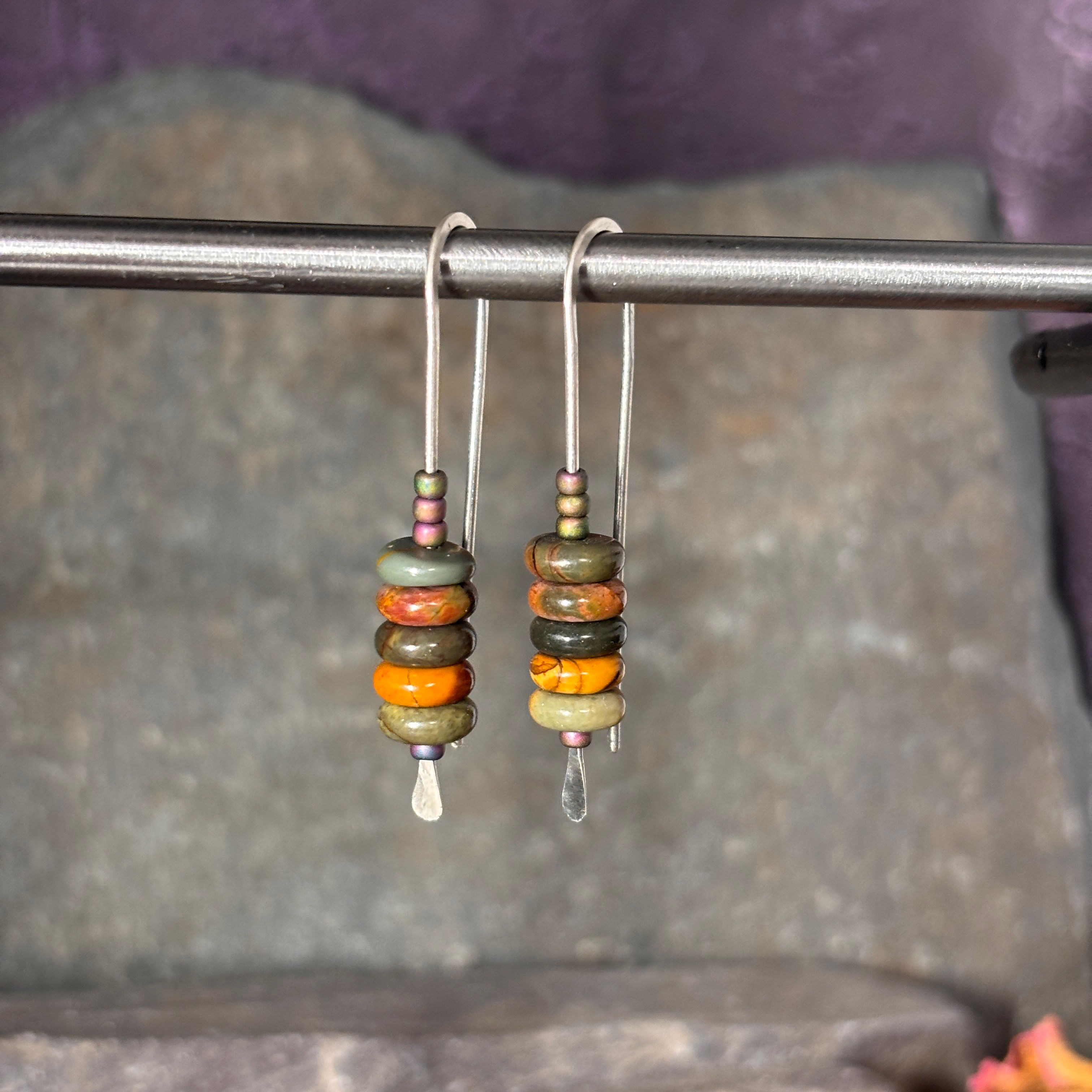 Gemstone 3 Drop Earrings in Silver