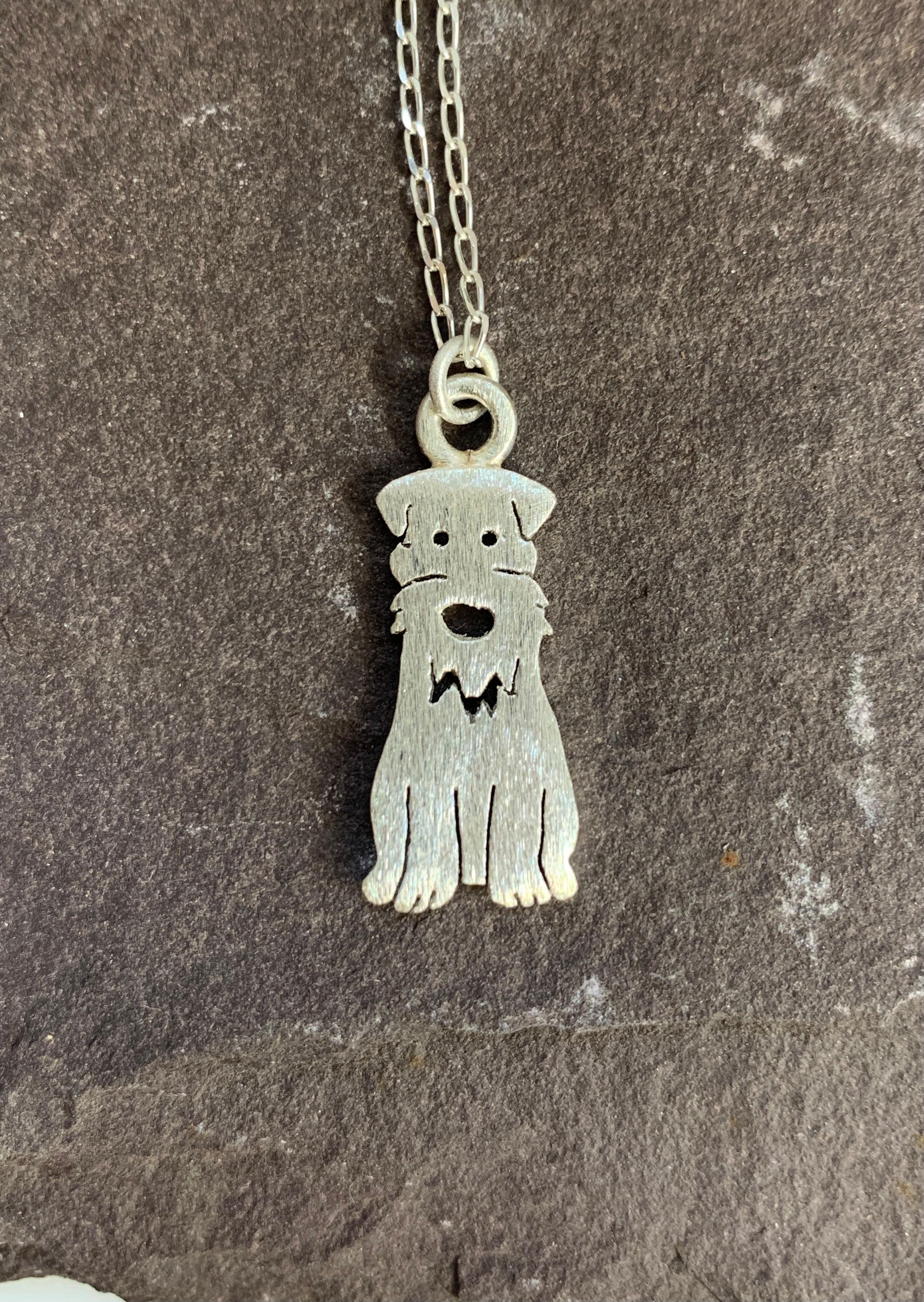 Schnauzer Dog Necklace, Silver Schnauzer Pendant