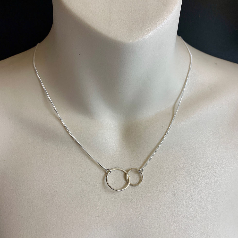 Thumbnail: Silver Interlinking Infinity Double Circle Necklace