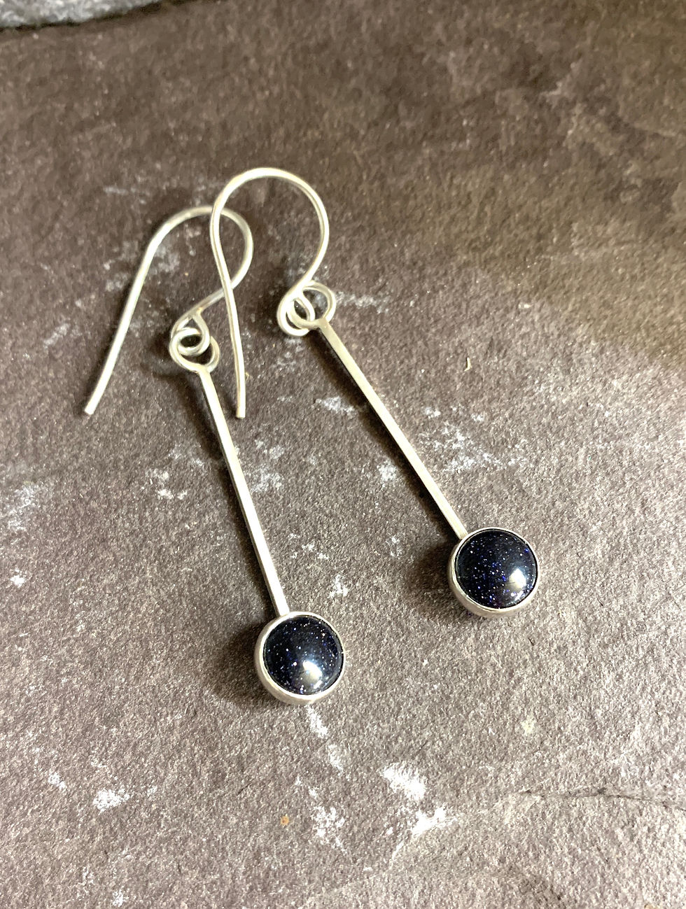Thumbnail: Blue Goldstone Gem Drop Earrings