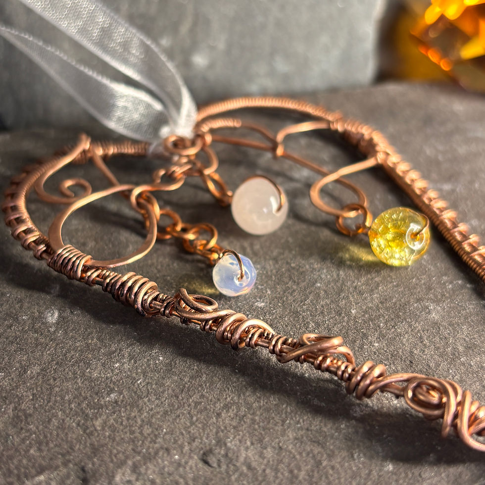 Thumbnail: Wedding Initials Heart Wire Wrapped with Gemstones