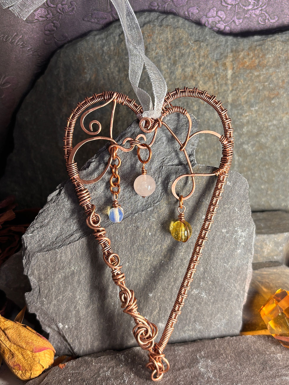 Thumbnail: Wedding Initials Heart Wire Wrapped with Gemstones