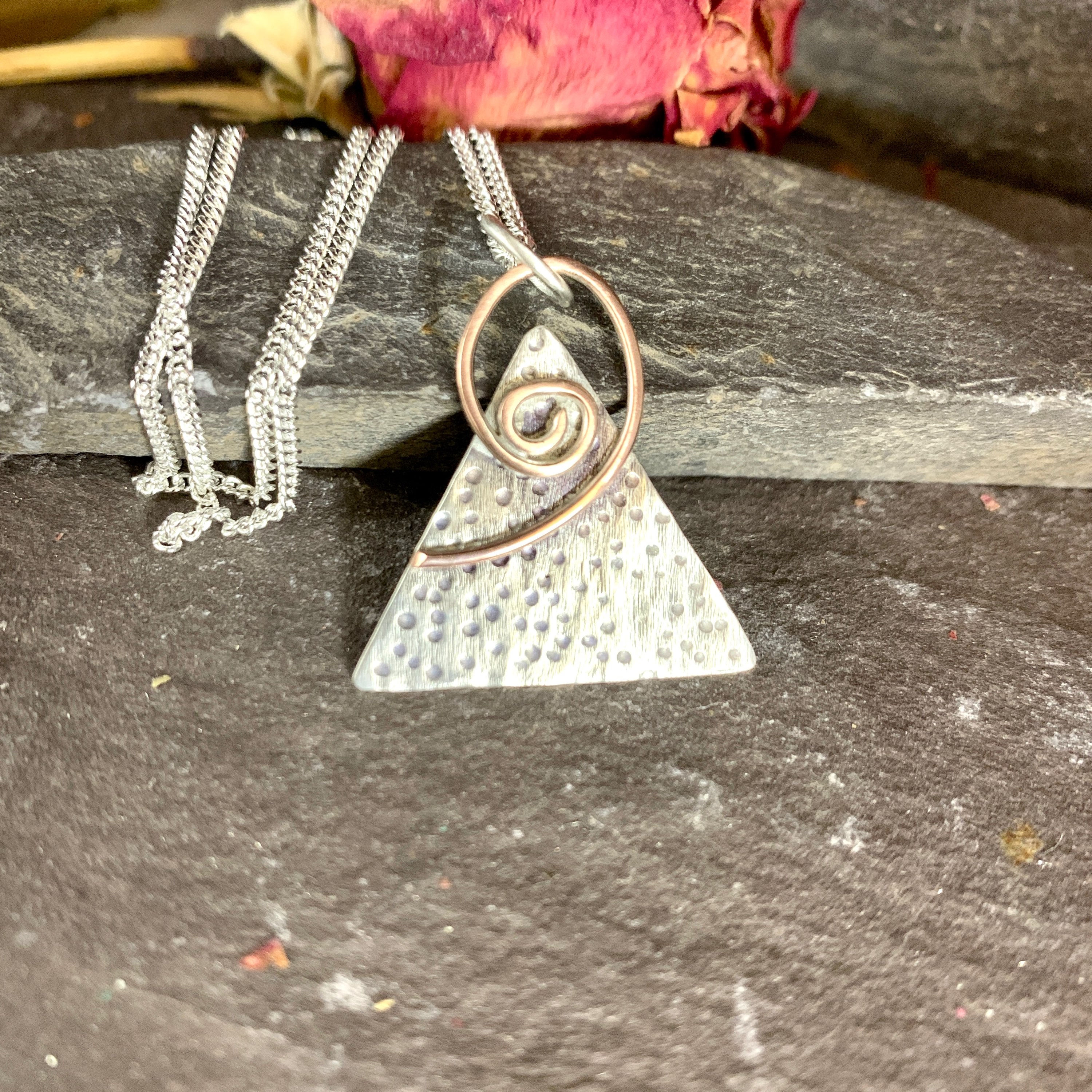 Triangle Swirl Silver Pendant