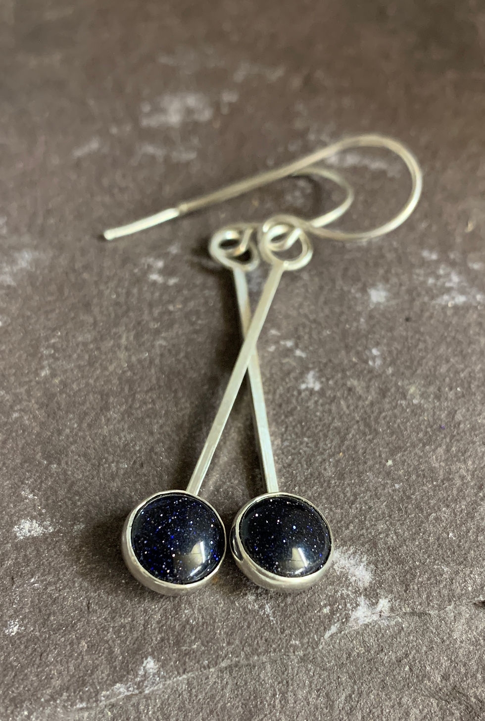 Thumbnail: Blue Goldstone Gem Drop Earrings