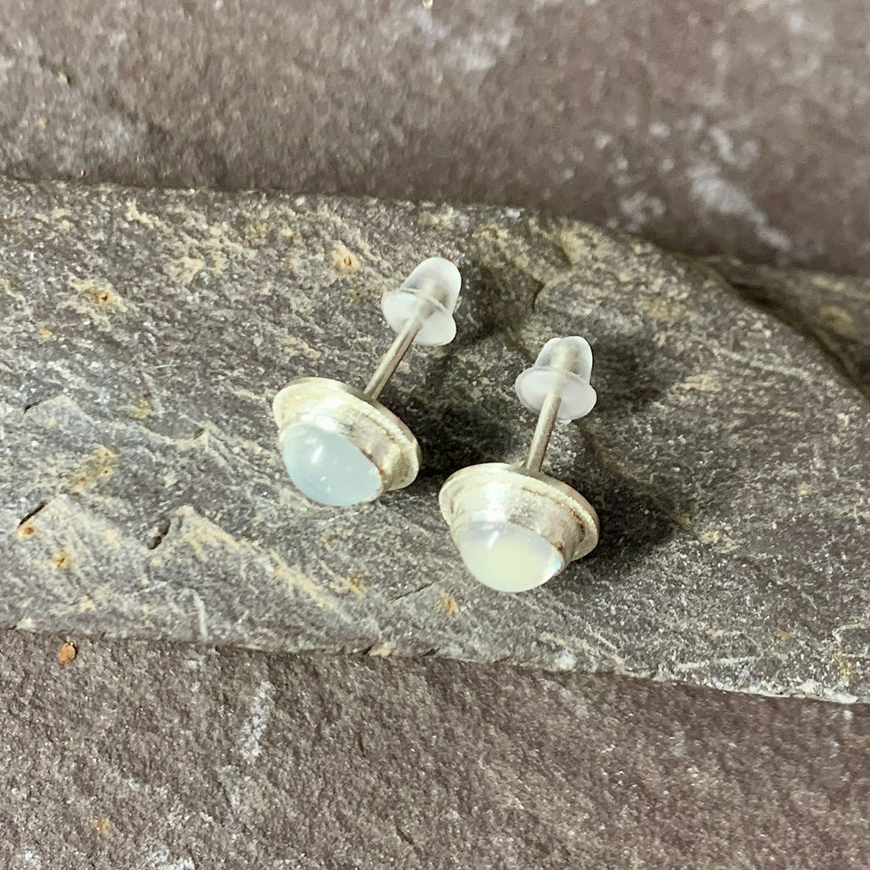 Thumbnail: Moonstone Stud Earrings Sterling Silver 