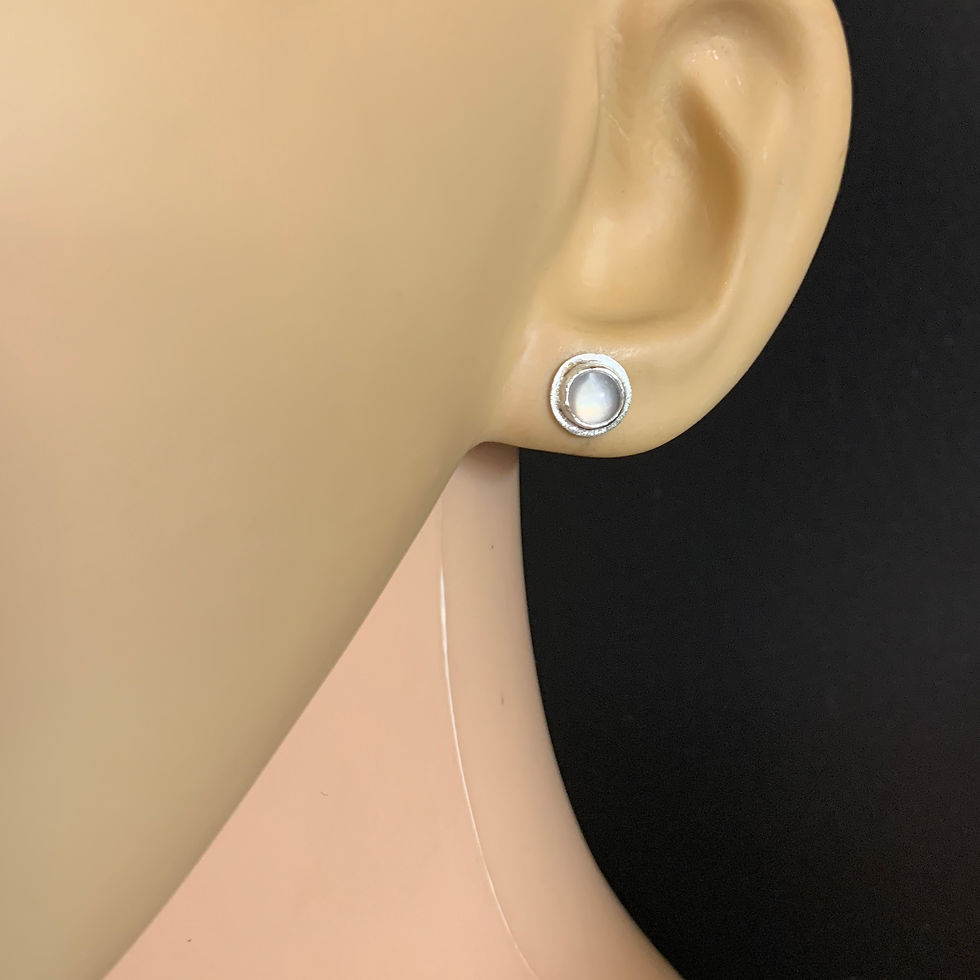 Thumbnail: Moonstone Stud Earrings Sterling Silver 