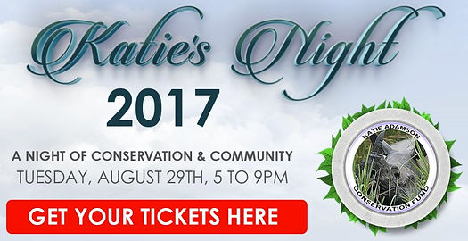 Ad for the 2017 Katie's Night fundraising gala in Denver, CO, hosted by the Katie Adamson Conservation Fund.