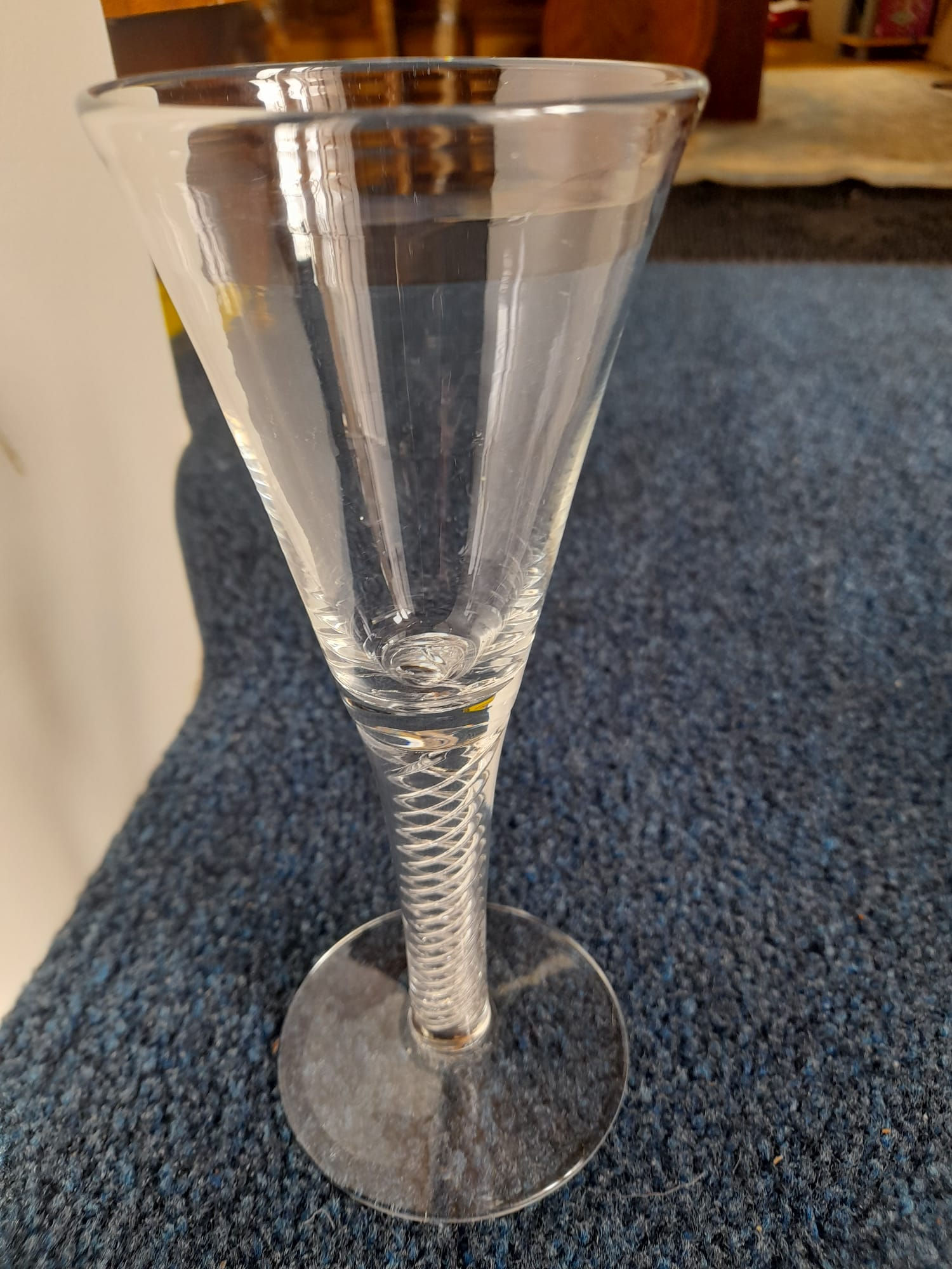Antique English Georgian Air Twist Stemmed Wine Glass C1760's