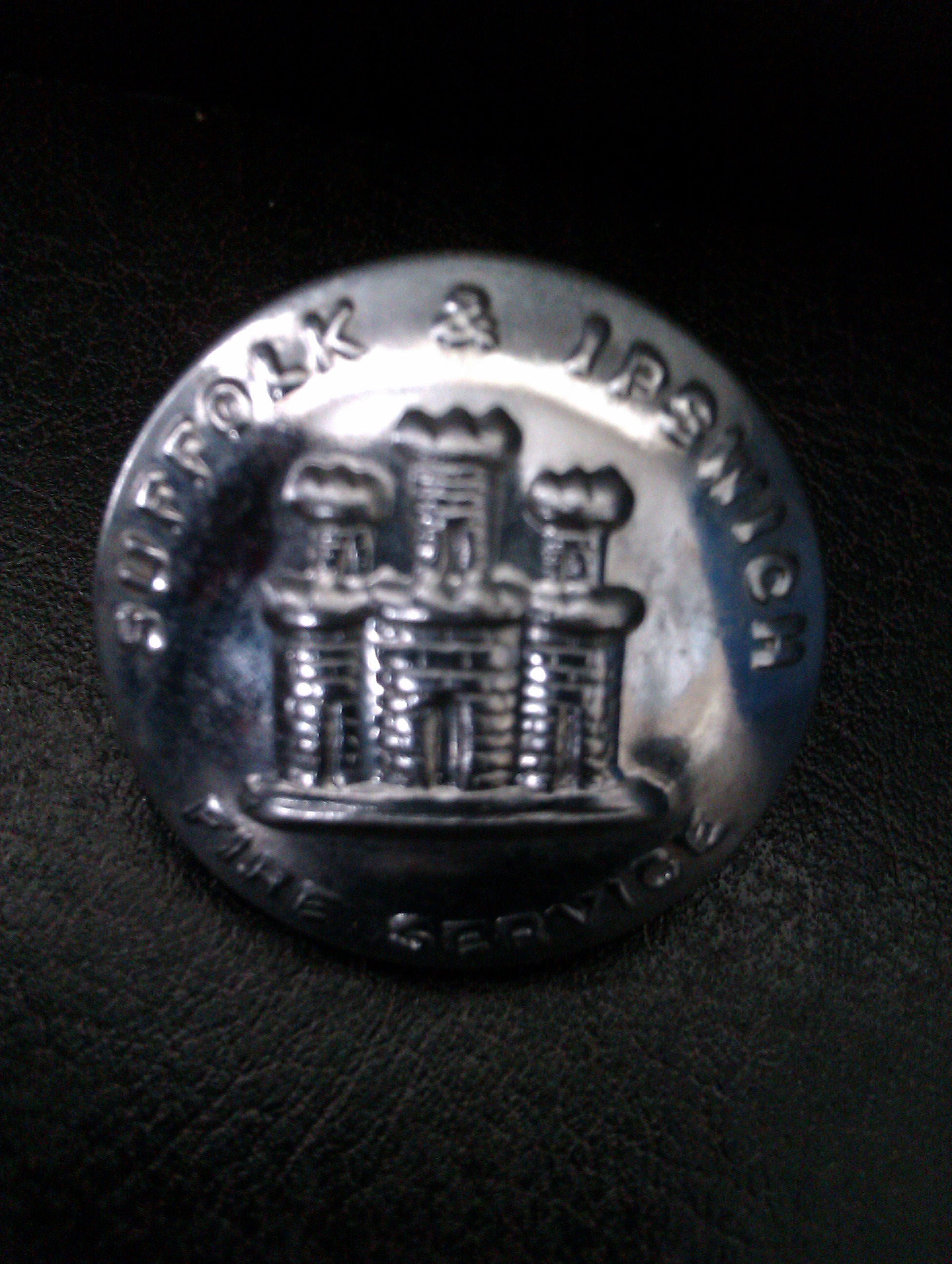 Suffolk  & Ipswich Fire Service 1948 To 1974 Large Button