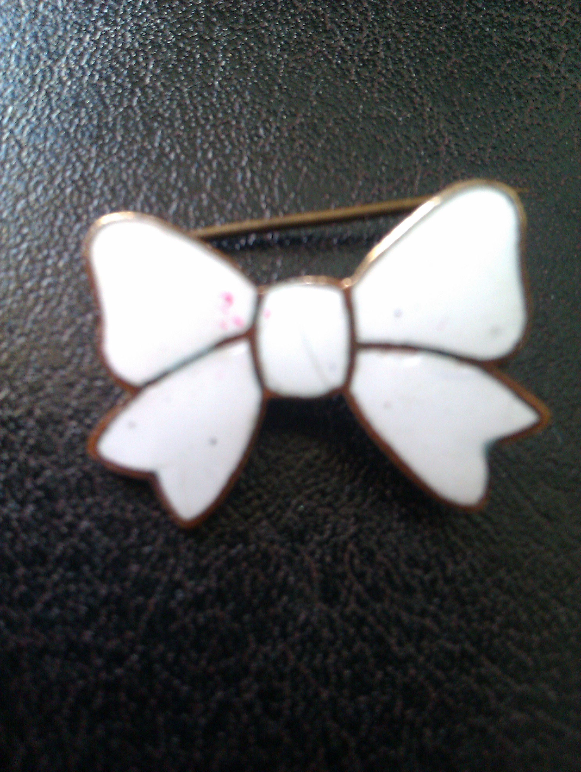 Vintage Brass Enamel Bow Badge
